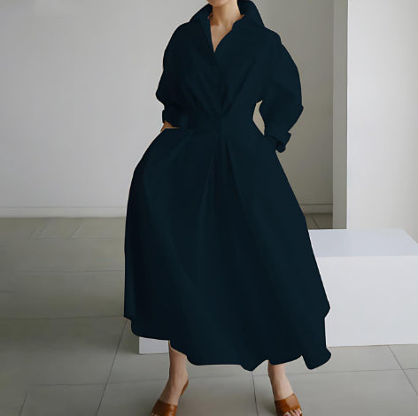 Robe Évasée Taille Élastique Manches Longues