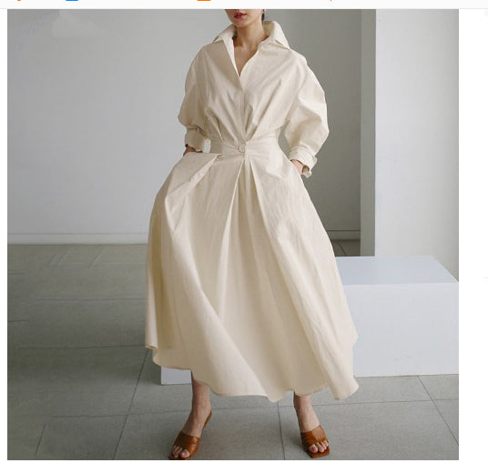 Robe Évasée Taille Élastique Manches Longues