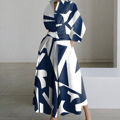 Robe Évasée Taille Élastique Manches Longues