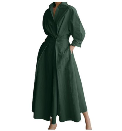 Robe Évasée Taille Élastique Manches Longues