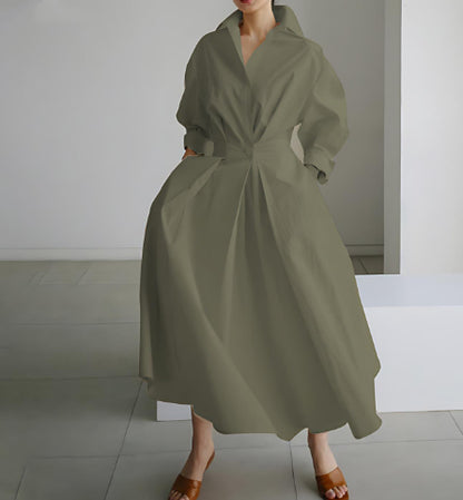 Robe Évasée Taille Élastique Manches Longues