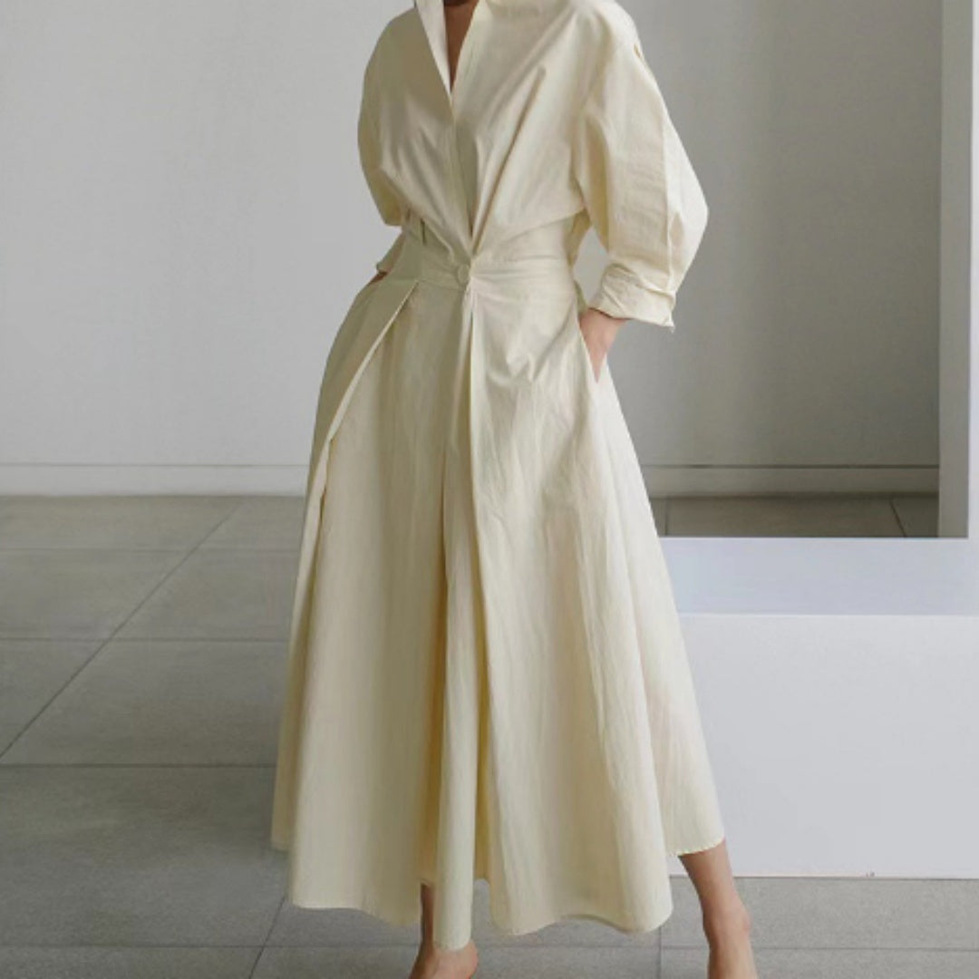 Robe Évasée Taille Élastique Manches Longues
