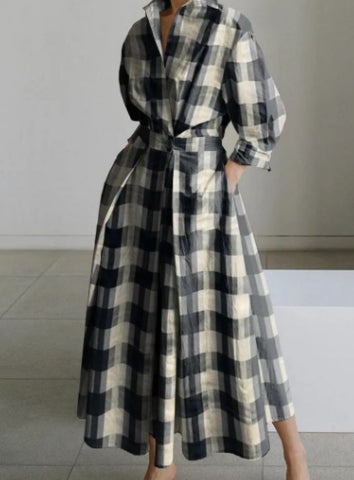 Robe Évasée Taille Élastique Manches Longues